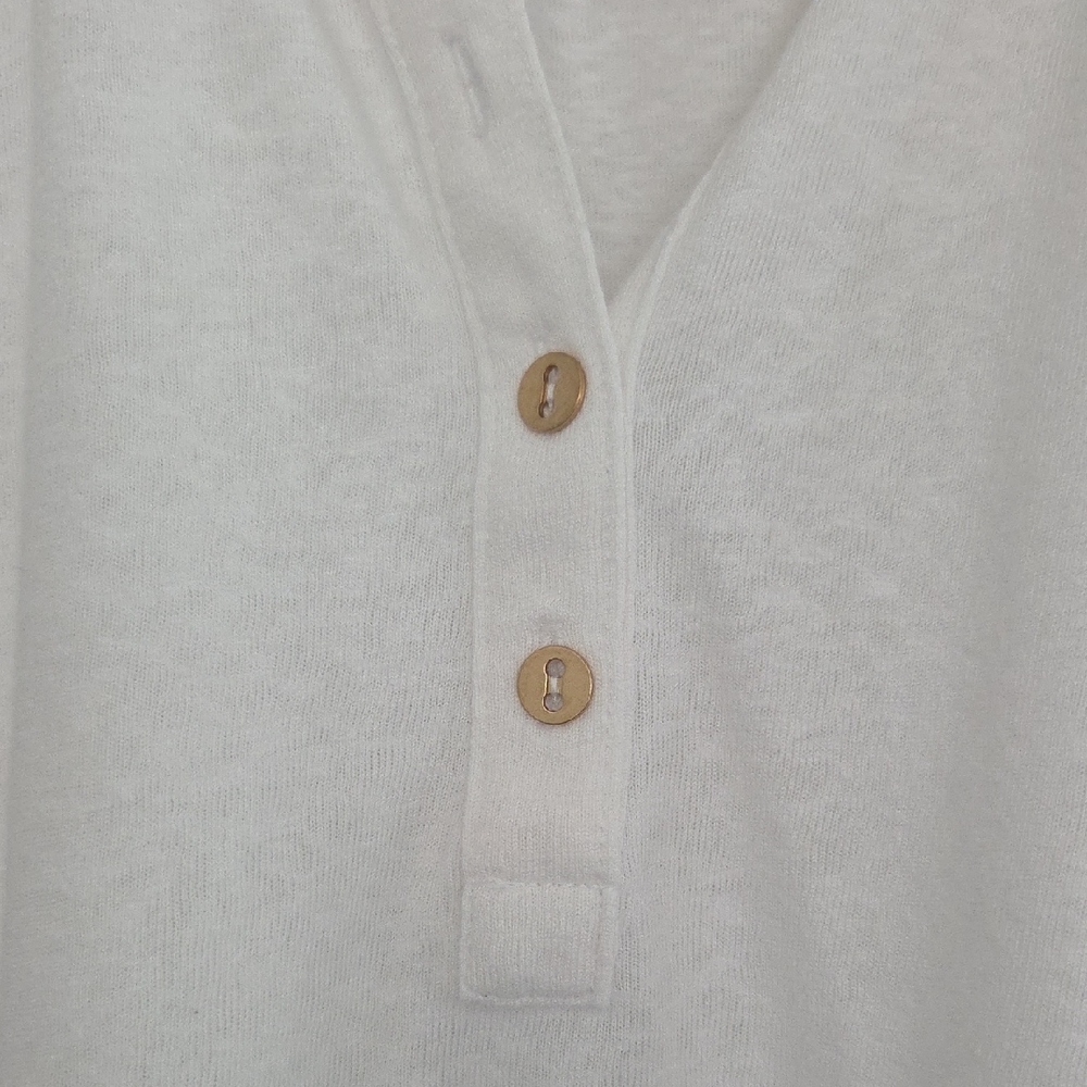 LOFT Ivory Button-Front Blouse - Picture 3 of 7